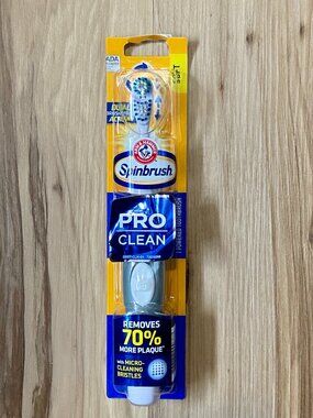 Arm & Hammer Dual Brush Head Spinbrush Powered Toothbrush Pro Clean Soft